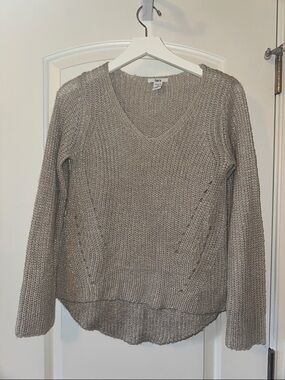 barely there Silver Shimmer V-Neck Knit Sweater